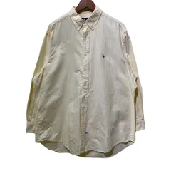 RALPH LAUREN　ストライプシャツ　長袖　シャツ　トップス　ボタンダウン　ワンポイント　ブランドロゴ　スモールポニー　刺しゅう　オーバーサイズ　古着