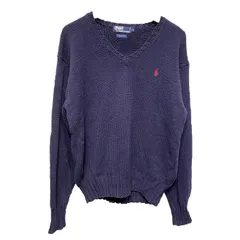 POLO by RALPH LAUREN　セーター　長袖　ニット　トップス　Vネック　ローゲージ　ワンポイント　ブランドロゴ　スモールポニー　刺しゅう　古着