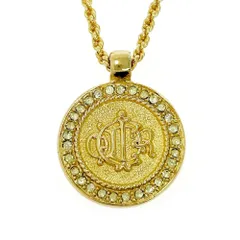 【中古】【箱付き】 Dior ディオール GP ラインストーン エンブレム ラウンド ネックレス ゴールド 525743 ネックレス