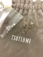 美品 TSUTSUMI ツツミ K10 イエローゴールドキュービック ピアス ゴールド ■■◎レディース