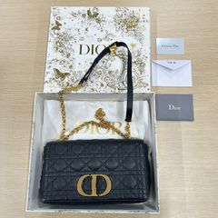 箱袋付属 レア ディオール カロ チェーンウォレット 黒 マイクロ 
