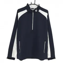 【美品】フットジョイ ブルゾン ネイビー×白 ハーフジップ 薄手 メンズ L ゴルフウェア FootJoy