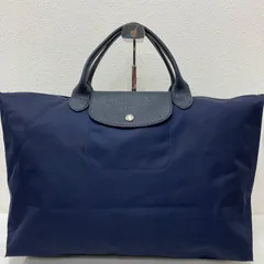 8293　LONGCHAMP　ロンシャン　プリアージュ　ル・プリアージュ　ルプリアージュ　ハンドバッグ　ネイビー　レディース　ナイロン　レザー　無地　シンプル　きれいめ　上品