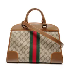 GUCCI グッチ ハンドバッグ GGキャンバス レザー シェリーライン ボストンバッグ【中古】