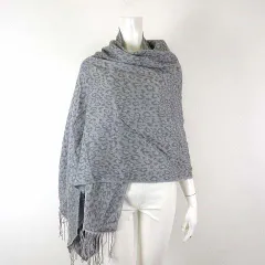ビームスハート BEAMS HEART ストール マフラー 大判 ショール アニマル柄 ヒョウ柄 ブルーグレー 水色