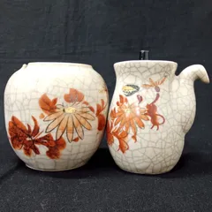花柄陶器製&醤油さしセット和食器　A2OM1-9