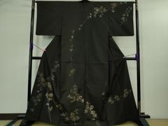 平和屋着物●上質な小紋　型染め　流水草花文　正絹　逸品　未使用　CAAW8789yc 平和屋着物○上質な小紋 型染め 流水草花文 正絹 逸品 未使用