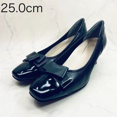 極美品⭐︎卑弥呼 パンプス リボン 晴雨兼用 エナメル ブラック25.5