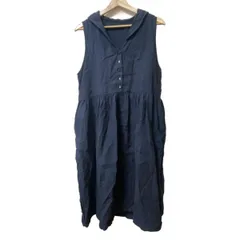 nest Robe(ネストローブ) ワンピース レディース - ネイビー×白 ノースリーブ/ひざ丈/麻/ストライプ