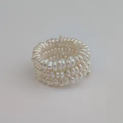 【残り1点】 淡水パール リング 形状記憶 指輪 真珠 フリーサイズ 幅約2mm 結婚式 入学式 卒業式 普段使いにも