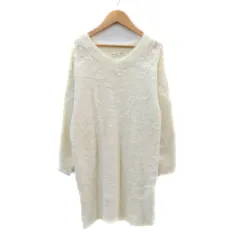 マジェスティックレゴン MAJESTIC LEGON ニットワンピース ミニ丈 長袖 レース 切替 M オフホワイト /YK17