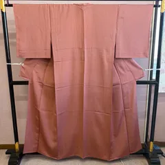 小紋　単衣　着物　染疋田　赤　リサイクル着物　k-888