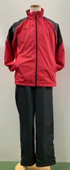 ミズノ　ウィンドブレーカージャケット、パンツ　上下セット　裏地トリコット起毛　レッド/ブラック　メンズ