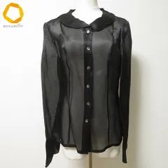#axc ケンゾー KENZO シャツ ブラウス 38 黒 シルク シースルー 光沢 レディース [970012]