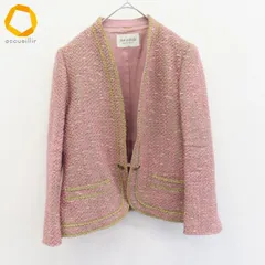 ジュンアシダ junashida ジャケット ノーカラージャケット ツイード ラメ 金ボタン 大きいサイズ レディース [x989539]