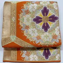 ［6552］袋帯 花亀甲文様 刺繍 六通 正絹 着物 フォーマル