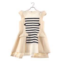 【美品】  sacai / サカイ | 2025SS | コットン シルク ボーダー切替 ミニドレス ワンピース | 1 | アイボリー | レディース