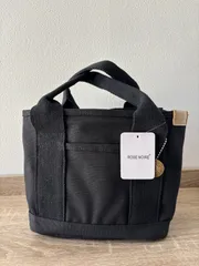 ミニトートバック　帆布 男女兼用 キャンパス 仕切り ブラック