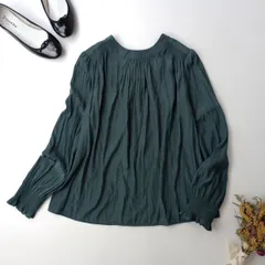 ◯ SHIPS シップス 2Way ポリエステル ソリッド ギャザー プルオーバー ブラウス グリーン (107E＋8606)26H