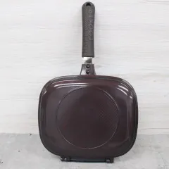 【行董】HAPPY COOKER 直火専用 グリルパン 両面焼きフライパン ダークブラウン QAE0S01009