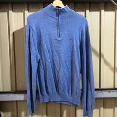 1418 NAUTICA ハーフジップセーター ブルー M ノーティカ ワンポイント 刺繍ロゴ コットン 古着卸 アメリカ仕入