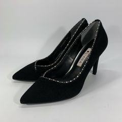 ダイアナ DIANA スエード ポインテッドトゥ スタッズ ブラック 24 