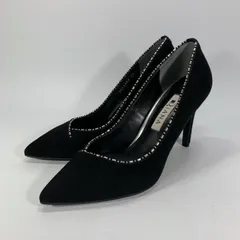 美品〇 DIANA ダイアナ パンプス ハイヒール ポインテッドトゥ ラインストーン スエード ブラック 22 ピンヒール