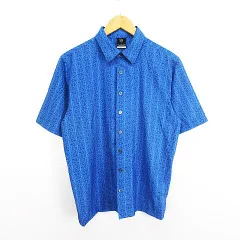 ナイキゴルフ NIKE GOLF シャツ 半袖 総柄 ロゴ ストレッチ M ブルー ※EKM