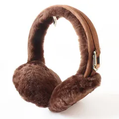 WA26038 美品 UGG アグ イヤーマフ 耳あて ブラウン 茶 羊革 シープスキン