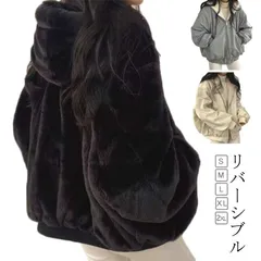 ファーブルゾン フード付き レディース フェイクファー ブルゾン ジャケット ファーコート ボリューム リバーシブル ファー コート エコファー パーカー 防寒 アウター#shbwdd2493