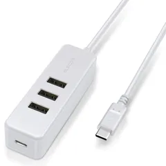 エレコム USBハブ Type-C USB-A 2.0×3ポート USB PD 60W対応 Type-C×1ポート ケーブル30cm マグネット付 ホワイト U2HC-T431PWH [ホワイト] [USB 2.0]
