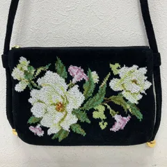8273　FEILER　feiler　フェイラー　シュニール織り　ラシャス　クチナシの花　ショルダーバッグ　ポシェット　ミニ　小さめ　肩がけ　斜めがけ　クロスボディ　黒　ブラック　白　紫　ラベンダー　花　フラワー　タオル地