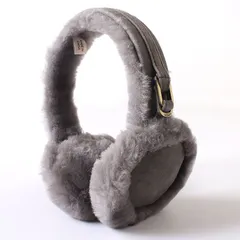 WA26039 美品 UGG アグ イヤーマフ 耳あて グレー 羊革 シープスキン