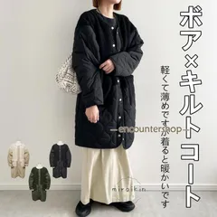 キルティングコート レディース 秋冬 ボア切り替え ノーカラージャケット アウター 中綿コート ボアコート ジャケット ロングコート 秋アウ