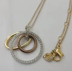 N 処分価格【中古品】SWAROVSKI スワロフスキー 3連リングネックレス