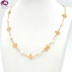 LOUIS VUITTON ルイヴィトン M01610 ネックレス・ルイザ 全長47.4㎝ LVイニシャル モノグラム・フラワー モチーフのシグネチャー ホワイトレジンパール ゴールドカラーメタル イタリア製 箱