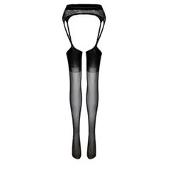 ガーターストッキング 下着 レディース サスペンダーストッキング オープンクロッチ ４面穴あき セクシーストッキング F レース (ブラックレース,  Free Size)