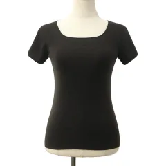 自由区 オンワード樫山 セーター ニット プルオーバー スクエアネック 無地 半袖 40 茶 ブラウン