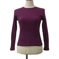 グリーンレーベルリラクシング ユナイテッドアローズ green label relaxing カットソー ニット プルオーバー クルーネック リブ 長袖 紫 パープル