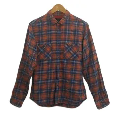 B&Y ユナイテッドアローズ BEAUTY&YOUTH ビューティー&ユース シャツ ネル カジュアル チェック 長袖 LARGE 赤 青 レッド ブルー