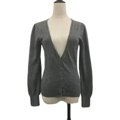 エフデ ef-de カーディガン ニット Vネック ラメ 無地 ウール 長袖 9 グレー