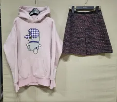 H&M(エイチアンドエム) ツイードスカート コロナライズ 起毛 フードTシャツ