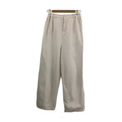 サマンサモスモス SM2 パンツ ワイド ストレート ロング タック ストライプ リネン混 F 白 ベージュ ホワイト