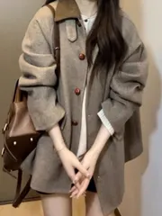 チェスターコート レディース 秋冬 ショート トレンチコート アウター 体型カバー ゆったり 翻? 無地 韓系 カジュアル デイリー 通勤