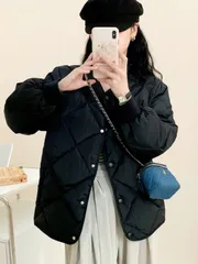 コート アウター レディース 秋 秋アウター キルティング ゆったり 韓国 襟付き ジャケット ショート丈 ミディ丈 アイボリー 黒 裏地付き 