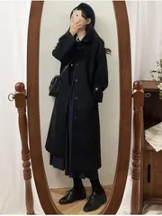チェスターコート レディース ロングコート ステンカラーコート 裏地付き コート ロング丈 防寒 カジュアル 冬コート ファッション 通勤 ラ