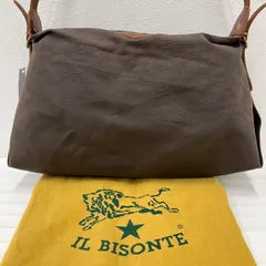 8140　IL BISONTE　ILBISONTE　イルビゾンテ　ショルダーバッグ　ワンショル　肩がけ　斜めがけ　クロスボディ　キャンバス　レザー　グレーブラウン　茶　ブラウン　肩がけ　メンズ　レディース　ユニセックス　保存袋付き