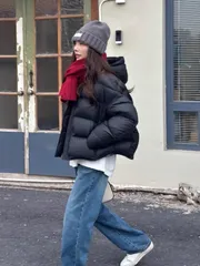 ダウンジャケット レディース 中綿 ショート丈 厚手 フード付き きれいめ 大きいサイズ ダウンコート アウター ダウン90％ オリジナル 冬服