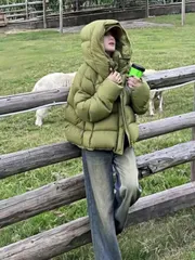 ダウンジャケット レディース 中綿 ショート丈 厚手 フード付き きれいめ 大きいサイズ ダウンコート アウター ダウン90％ オリジナル 冬服