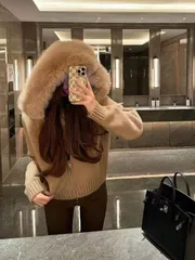 カーディガン レディース ニットアウター ファーフード ブルゾン ジップ 長袖 冬物 春秋用 ボタン ファスナー ファーコート 毛玉にならない